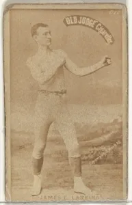 James E. Larkins, from the Celebrities and Prizefighters series (N174) for Old Judge Cigarettes
