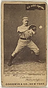 James Thomas "Deacon" McGuire, Catcher, Philadelphia, from the Old Judge series (N172) for Old Judge Cigarettes by Goodwin & Company