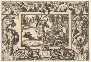 Jason Confronts the Dragon Guarding the Golden Fleece (Par tels assauts Jason va travaillant le fier dragon de nuit et jour veillant...), from "Jason and the Golden Fleece"