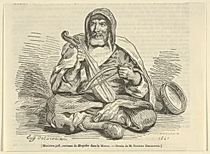 Jewish Musician in Mogador Costume, Morocco, from "Le Magasin Pittoresque" by Eugène Delacroix|Andrew, Best, Leloir, Hotelin et Régnier