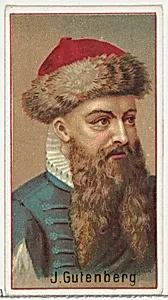 Johannes Gutenberg, printer's sample for the World's Inventors souvenir album (A25) for Allen & Ginter Cigarettes by Allen & Ginter