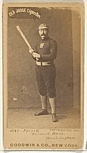 John A. "Jack" Farrell, 2nd Base, Washington Nationals, from the Old Judge series (N172) for Old Judge Cigarettes by Goodwin & Company