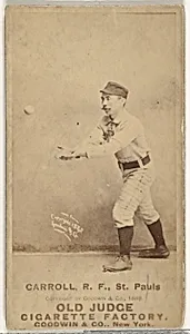 John E. "Scrappy" Carroll, Right Field, St. Paul Apostles, from the Old Judge series (N172) for Old Judge Cigarettes by Goodwin & Company