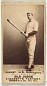 John Joseph "Handsome Jack" Carney, 1st Base, Washington Nationals, from the Old Judge series (N172) for Old Judge Cigarettes by Goodwin & Company
