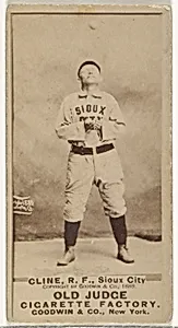 John P. "Monk" Cline, Right Field, Sioux City Corn Huskers, from the Old Judge series (N172) for Old Judge Cigarettes by Goodwin & Company