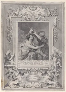Joseph and Potiphar's wife, within an ornate frame