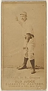 Joseph "Joe" Strauss, 3rd Base, Omaha Omahogs/ Lambs, from the Old Judge series (N172) for Old Judge Cigarettes by Goodwin & Company
