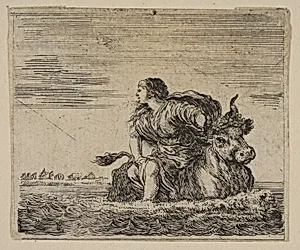 Jupiter and Europa, from 'Game of Mythology' (Jeu de la Mythologie) by Stefano della Bella|Jean Desmarets de Saint-Sorlin|Henri Le Gras|Louis XIV, King of France|Cardinal Jules Mazarin