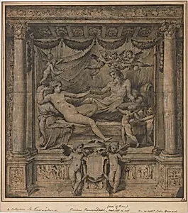 Jupiter and Juno: Study for the "Furti di Giove" Tapestries by Perino del Vaga (Pietro Buonaccorsi)