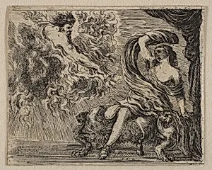 Jupiter and Semele, from 'Game of Mythology' (Jeu de la Mythologie) by Stefano della Bella|Jean Desmarets de Saint-Sorlin|Henri Le Gras|Louis XIV, King of France|Cardinal Jules Mazarin