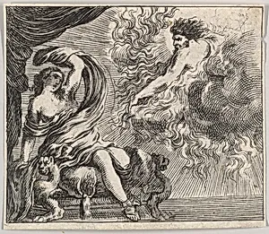 Jupiter and Semele, from 'Game of Mythology' (Jeu de la Mythologie) by Stefano della Bella
