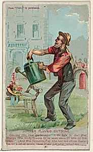 Jupiter Pluvius Outdone, from the Snapshots from "Puck" series (N128) issued by Duke Sons & Co. to promote Honest Long Cut Tobacco by W. Duke, Sons & Co.|Knapp & Company
