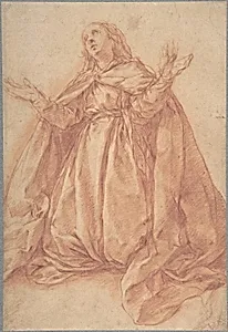 Kneeling Female Figure with Upraised Arms
