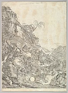 La Chasse au Tigre (The Tiger Chase) by Jean Jacques Flipart|François Boucher
