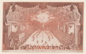 La Défilé a Pied (The Parade on Foot), from Le Combat a la Barrière in the Palace at Nancy by Henri Humbert, printed by Sebastien Phillipe