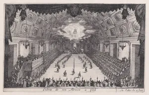 La Défilé a Pied (The Parade on Foot), from Le Combat a la Barrière in the Palace at Nancy by Henri Humbert, printed by Sebastien Phillipe