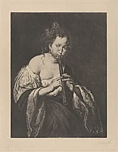 La Flutiste, d'après Domenico Fetti by Georges Petit|Marcellin Desboutin|Domenico Fetti