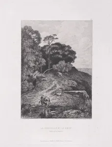 La Grenouille et la Boeuf, plate 96 from "Fable de la Fontaine"