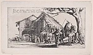 La Halte des Bohémiens: Les Diseuses de Bonne Aventure (The Gypsy Stopover: The Fortune Tellers), from Le Bohémiens, série appelée aussi Les Égyptiens, La Marche des Bohémiens, La Vie Errante des Bohémiens, Les Marches Égyptiennes (The Gypsies, series also called The Egyptians, The Gypsy Troops, The Wandering Lives of Gypsies, The Egyptian Troops) by Jacques Callot