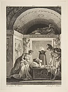 La Matrone d'Ephese, from Contes et nouvelles en vers par Jean de La Fontaine. A Paris, de l'imprimerie de P. Didot, l'an III de la République, 1795 by Jean de La Fontaine|Jean Honoré Fragonard|Jean-Louis Delignon|Pierre Didot l'ainé