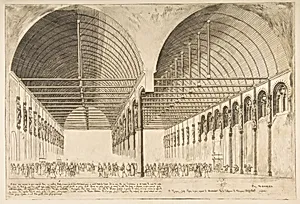La salle des pas-perdus a l'ancien Palais de Justice (The antechamber of the Palais de Justice, Paris, Reproduction after the original by Jacques Anrouet Du Cerceau) by Charles Meryon|Jacques Androuet Du Cerceau