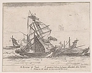 L'Abordage du "Bertone" (The Colission of "Bertone"), from Les Combats de Quatre Galères (The Battles of Four Galleys) by Jacques Callot