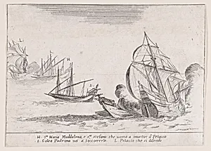 L'Abordage du Taccio (The Colission of Taccio), from Les Combats de Quatre Galères (The Battles of Four Galleys) by Jacques Callot