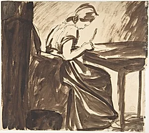 Lady Seated at a Table (recto); Dancing Figures (verso)