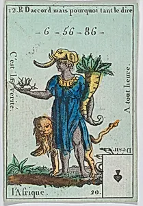 L'Afrique from playing cards "Jeu d'Or" by Anonymous, French, 18th century