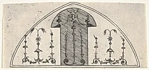 Lancet-shaped panel of grotesque decoration
