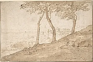 Landscape near Rome; verso: Fountain by Anonymous, Dutch, 17th century
