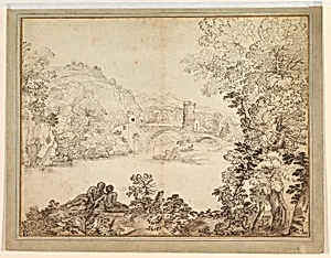 Landscape with a Bridge and Two Figures