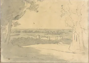 Landscape with a Distant Buildings (Smaller Italian Sketchbook, leaf 23 recto)