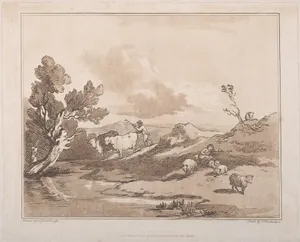 Landscape with a Figure Herding Cattle, and a Shepherd Resting