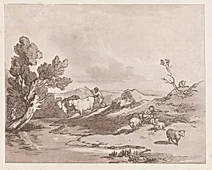 Landscape with a Figure Herding Cattle to Water