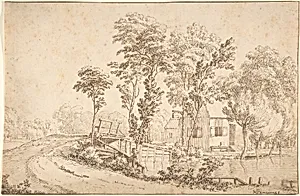 Landscape with a House near a Bridge over a River by Albert Meyeringh