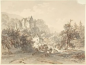 Landscape with a Hunting Party by Barend Cornelis Koekkoek