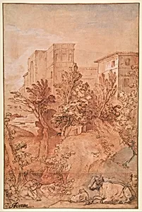 Landscape with a Large Villa on a Hilltop