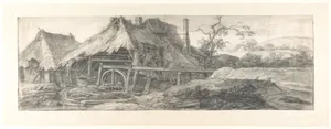 Landscape with a Mill (recto); A Steepled Façade and Farm House (verso)