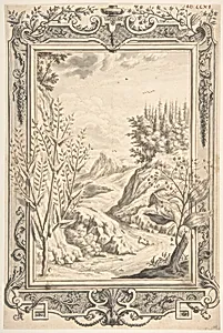 Landscape with Ornamental Frame by Johann Melchior Füssli|Johann Jakob Scheuchzer