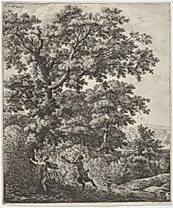 Landscape with Pan and Syrinx, from the Series of Six Mythological Scenes by Anthonie Waterloo