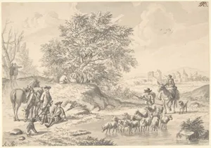 Landscape with Resting Cavaliers and a Shepherd with his Flock