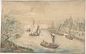 Landscape with River in the Center, with Ferryboat