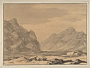 Landscape with Riverbed and Mountains
