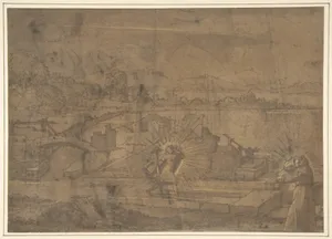 Landscape with Saint Christopher and Male Monastic Saint (recto); Victory Crowning a Warrior, and Two Other Figures (verso).