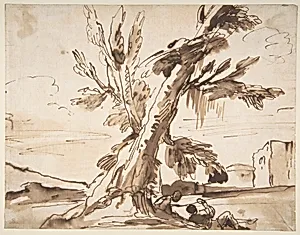 Landscape with Two Men Under a Tree.