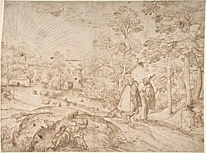 Landscape with Two Pilgrims Walking Along a Road by Pieter Balten