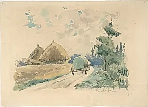 Landscape with Wagon and Haystacks