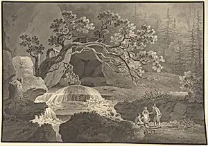 Landscape with Waterfall by Friedrich Wilhelm Gmelin