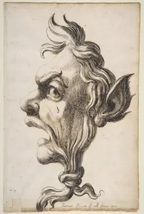 Large Grotesque Head Being Strangled by its Own Hair